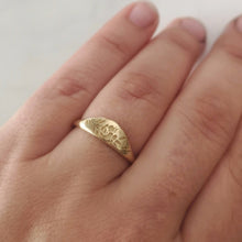 Floral signet ring, 14k gold floral wedding band