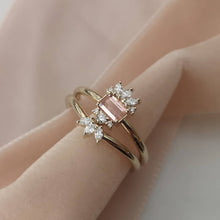 Topaz engagement ring set, imperial topaz alternative engagement ring
