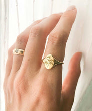 Baby's breath signet ring, 14k gold gypsophila ring