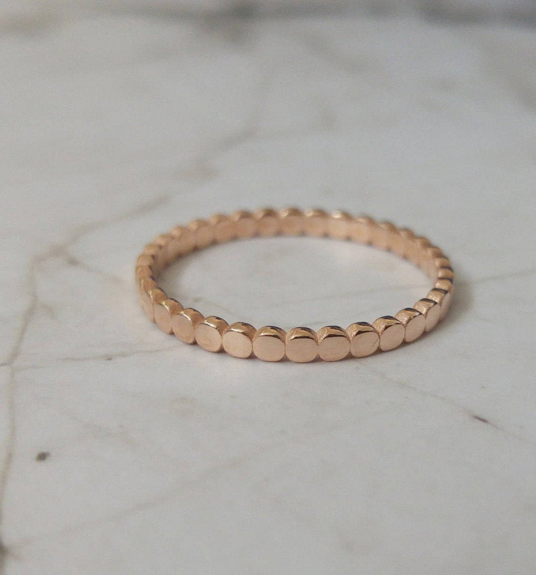 Delicate Rose gold wedding band, circles wedding band, beaded wedding ring, gold wedding band for women, thin gold ring, rose gold ring