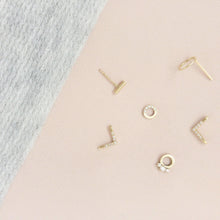 Diamond stud earrings, gold circle earrings, 14K gold dainty earrings, delicate everyday diamond earrings