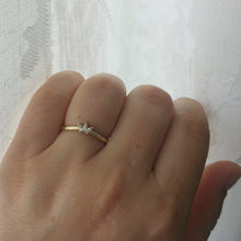 Dainty crown ring, marquise diamond ring , Delicate diamond wedding band for women, thin gold stacking ring