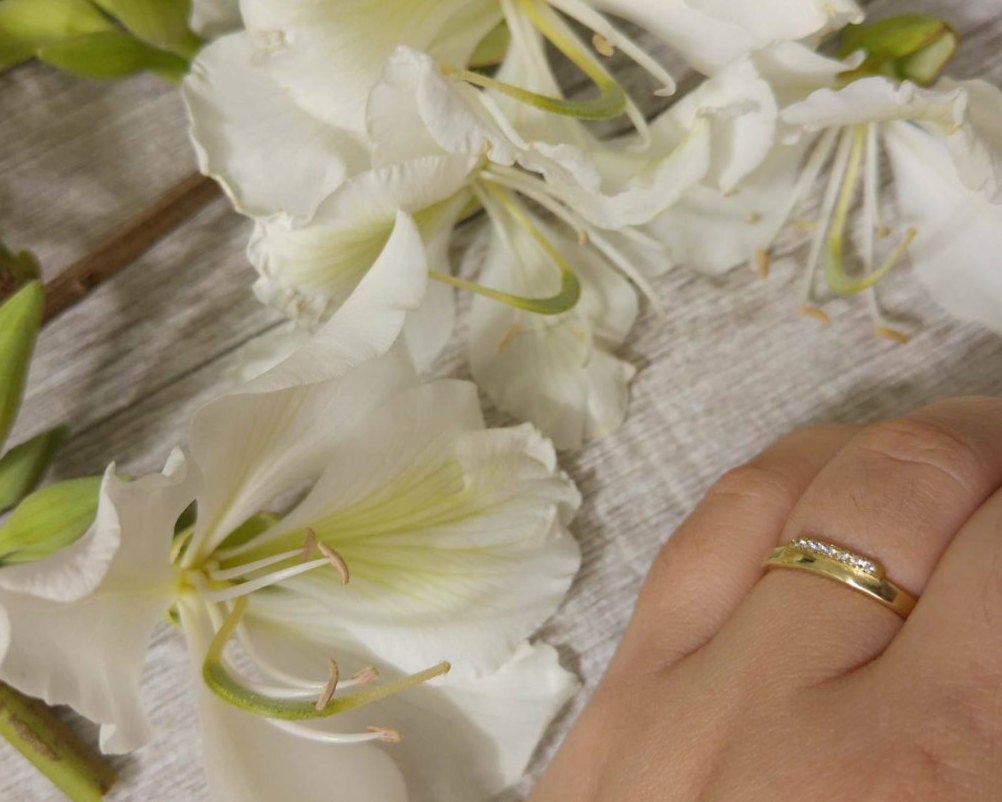 Delicate Gold Engagement Ring, 14k gold and Diamonds engagement ring for women, minimalist gold ring,  gold danity ring, thin minimal ring