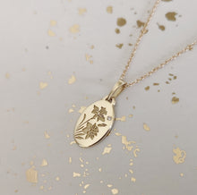Mini Daffodil necklace, 14k gold vintage style birth flower pendant