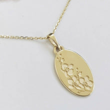 Orchids necklace, 14k gold orchid flower necklace, unique personalized pendant, floral engraving necklace