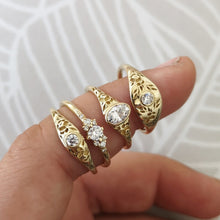 Gold flower signet ring, vintage style wide floral ring for women, Unique Gold wedding ring, 14k gold wedding band, flower wedding band