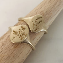 Wheat signet ring, 14k gold oval barley signet