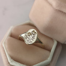 Poppy signet ring, 14k gold California Poppy ring