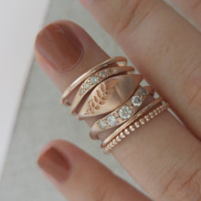 Leaf wedding ring, gold leaf ring, rose gold ring set, woodland wedding band unique engagement and wedding ring set, 14k leaves wedding ring