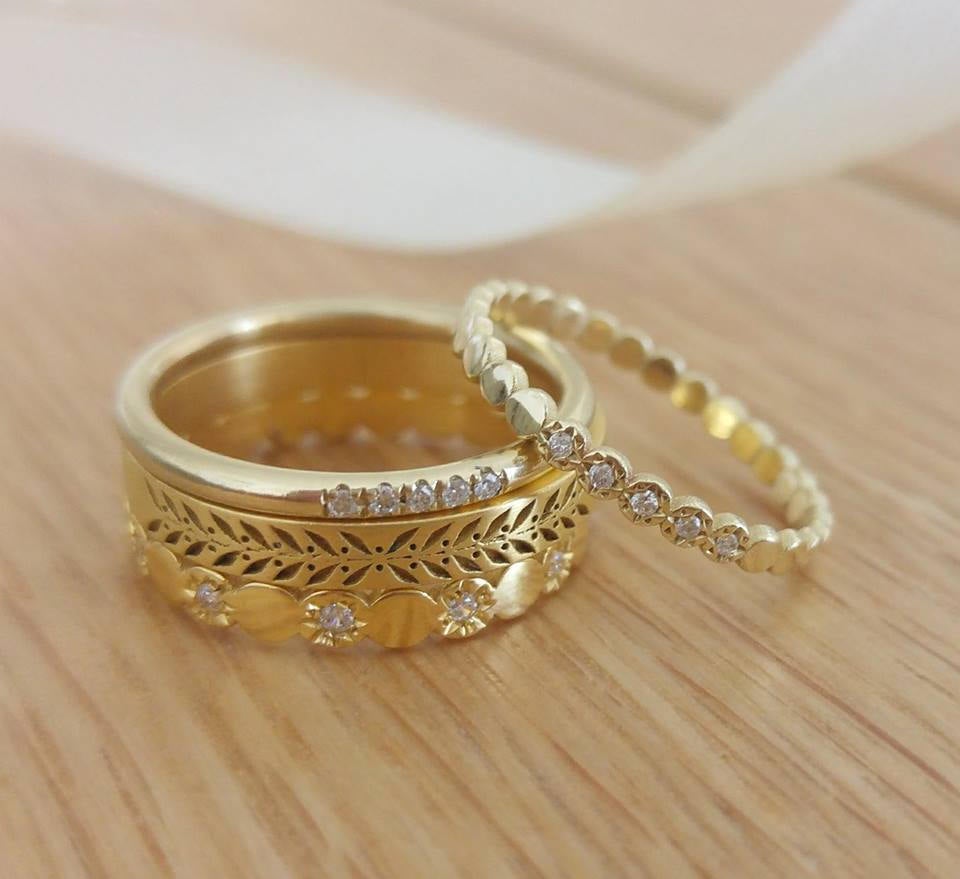 Minimalist Soft Chain Ring, 2mm Bead Ball Ring, 14K Solid Gold Ring, Thin  Gold | eBay