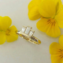 Unique Engagement ring for women, art deco wedding band, 14k gold zircon engagement ring, deco style Engagement Ring, diamond simulant ring