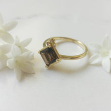 Smoky Quartz ring, 14k gold smoky Quartz and diamonds cocktail ring, alternative engagement ring, smoky quartz cocktail ring