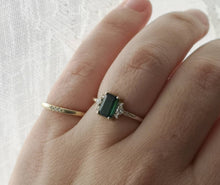 Tourmaline engagement ring, unique tourmaline ring, emerald cut ring, alternative engagement ring