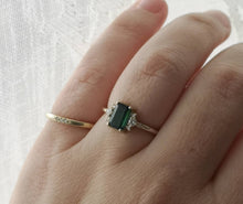 Tourmaline engagement ring, unique tourmaline ring, emerald cut ring, alternative engagement ring