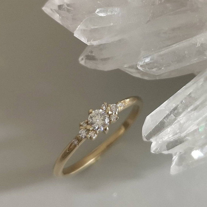 Delicate engagement ring, Dainty diamond ring, thin gold diamond ring, diamond wedding ring