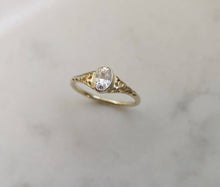 Oval Moissnaite engagement ring, vintage style floral engagement ring, 0.5 ct forever one moissanite wedding ring