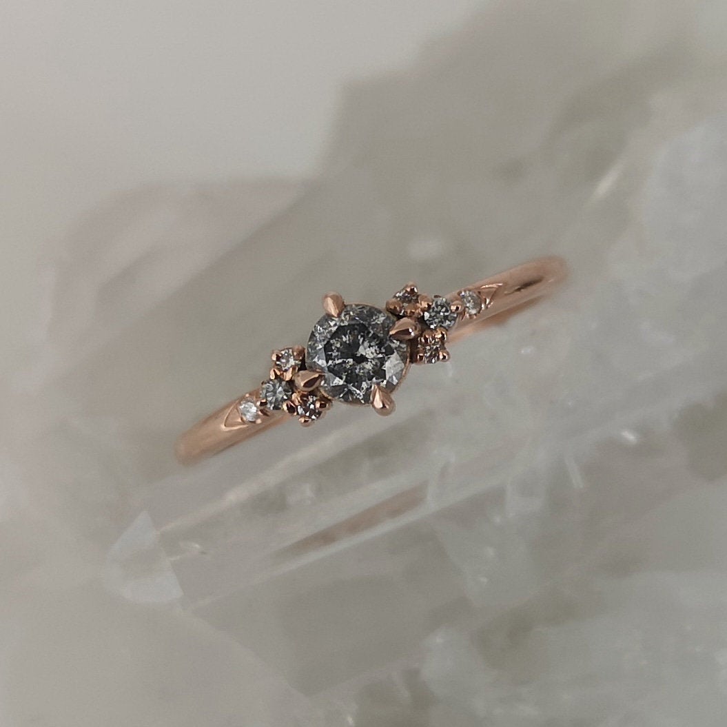 14kt Rose Gold Diamond Ring Band Wedding Engagement Stack Dainty –  Brilliant Facets