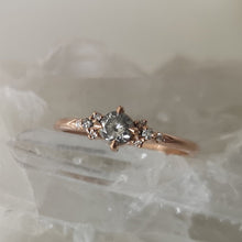 Salt and pepper diamonds engagement ring, Dainty diamond ring, rose gold diamond ring, alternative diamond wedding ring