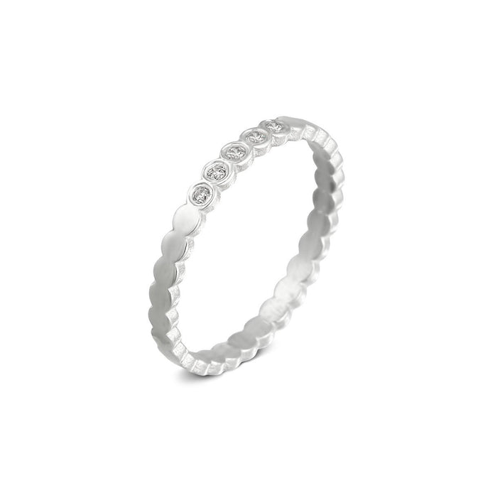 Unique delicate white gold ring, Flat circles engagment ring, 14k gold wedding ring set with diamonds, White gold engagment ring for women
