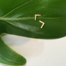 Mini gold V stud earrings, gold chevron studs, 14k gold V shaped stud earrings, Women diamond earrings, geometric earrings