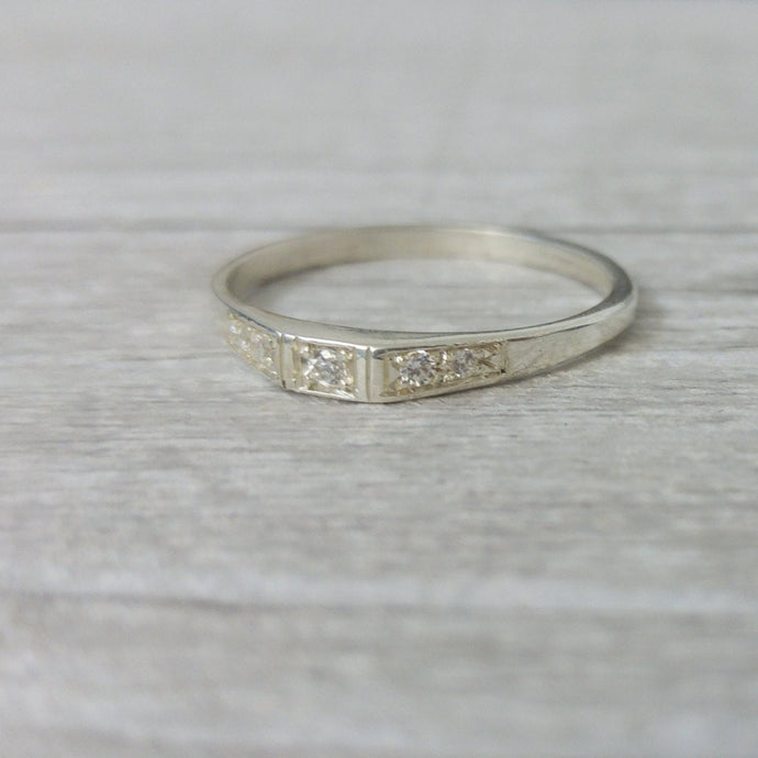 Delicate Engagement ring, elegant and unique engagement ring, 14k white gold diamond ring, deco style engagement ring