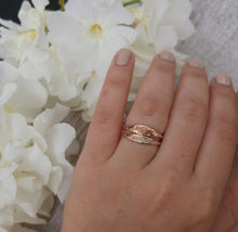Unique Rose gold ring, Vintage style engagement and wedding rings, Cognac diamonds engagement ring, unique engagement and wedding ring set