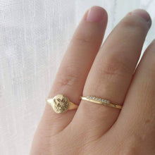 Gold signet ring, Flower signet ring, 14k gold lily flower signet ring , personalized Valentine's day gift